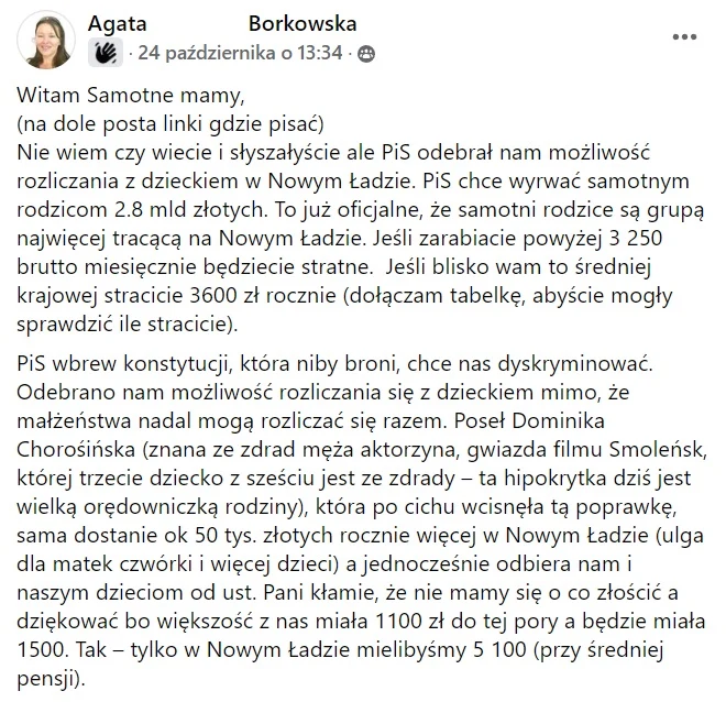 Post samotnej matki 