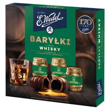 E. Wedel Baryłki o smaku whisky z alkoholem w czekoladzie deserowej 200 g - 0
