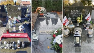 Akcja kibiców Widzewa - znicze na grobach w całym kraju