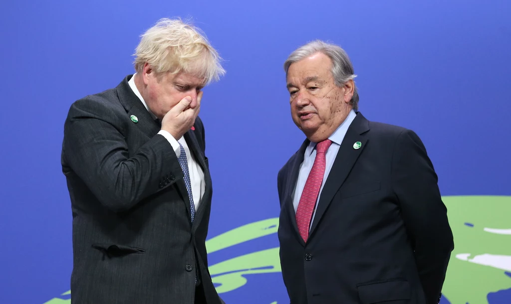 Brytyjski premier Boris Johnson i sekretarz generalny ONZ Antonio Guterres