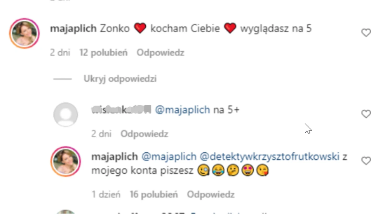 Instagram Mai Plich, fot. https://www.instagram.com/majaplich/