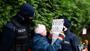 "Babcia Kasia" podczas protestu w Warszawie