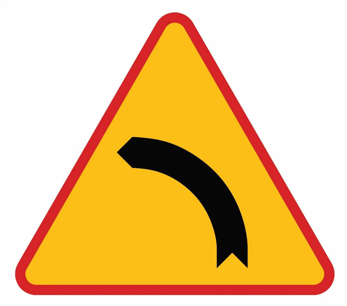 Znak ostrzegawczy A-2. Niebezpieczny zakręt w lewo.