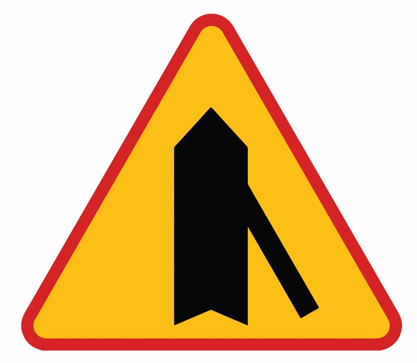 Znak ostrzegawczy A-6d. Wlot drogi jednokierunkowej z prawej strony.