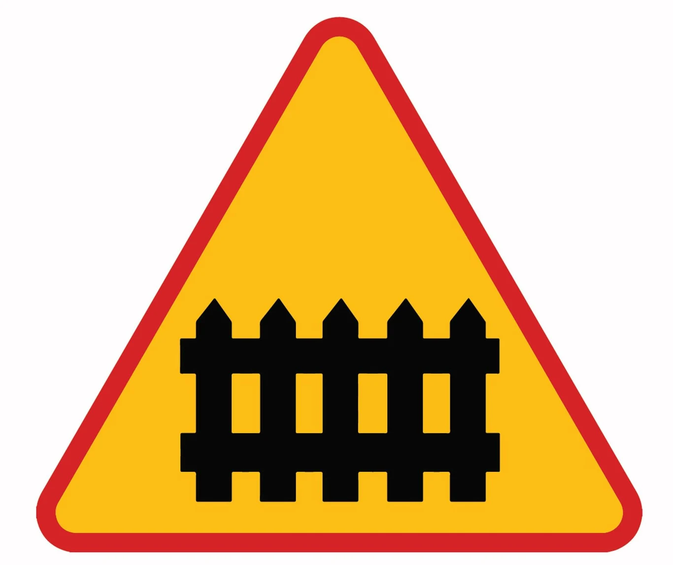 Znak ostrzegawczy A-9. Przejazd kolejowy z zaporami.