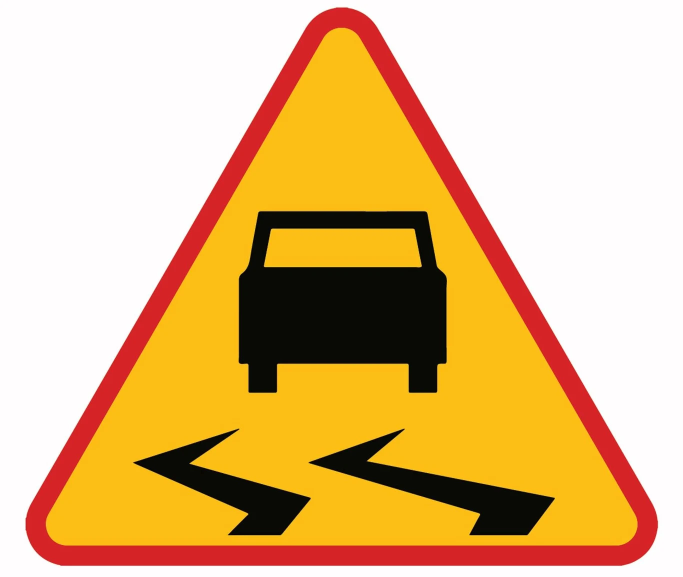 Znak ostrzegawczy A-15. Śliska jezdnia.