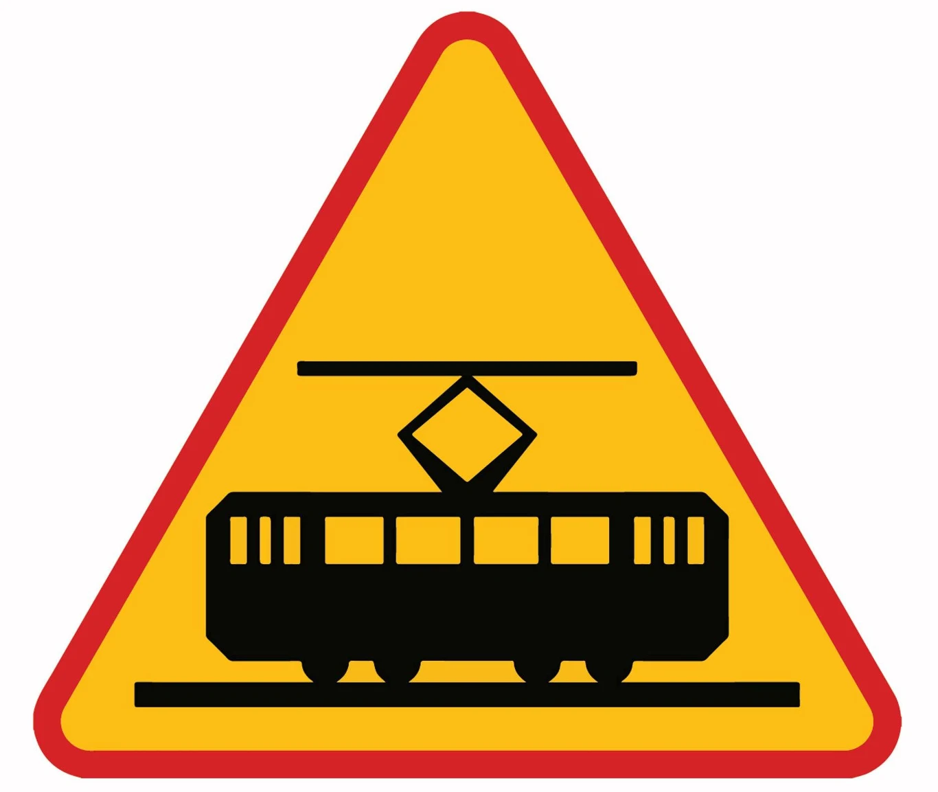 Znak ostrzegawczy A-21. Tramwaj.