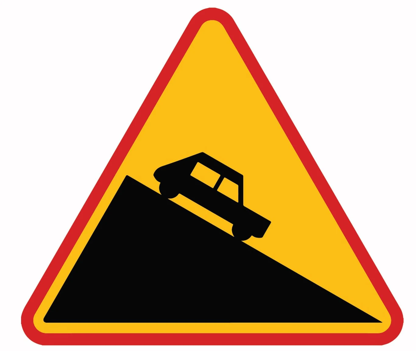 Znak ostrzegawczy A-22. Niebezpieczny zjazd. 