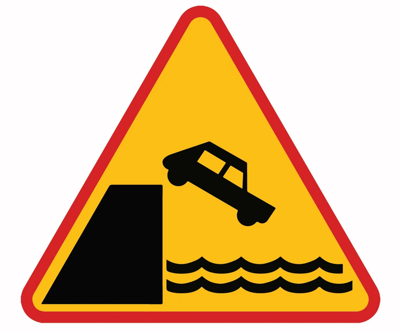 Znak ostrzegawczy A-27. Nabrzeże lub brzeg rzeki.