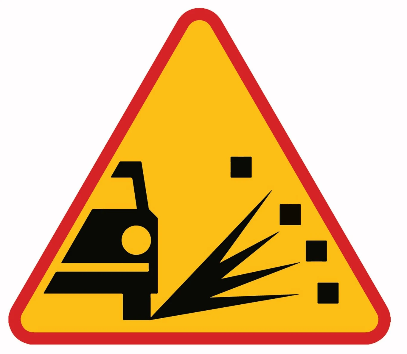 Znak ostrzegawczy A-28. Sypki żwir.
