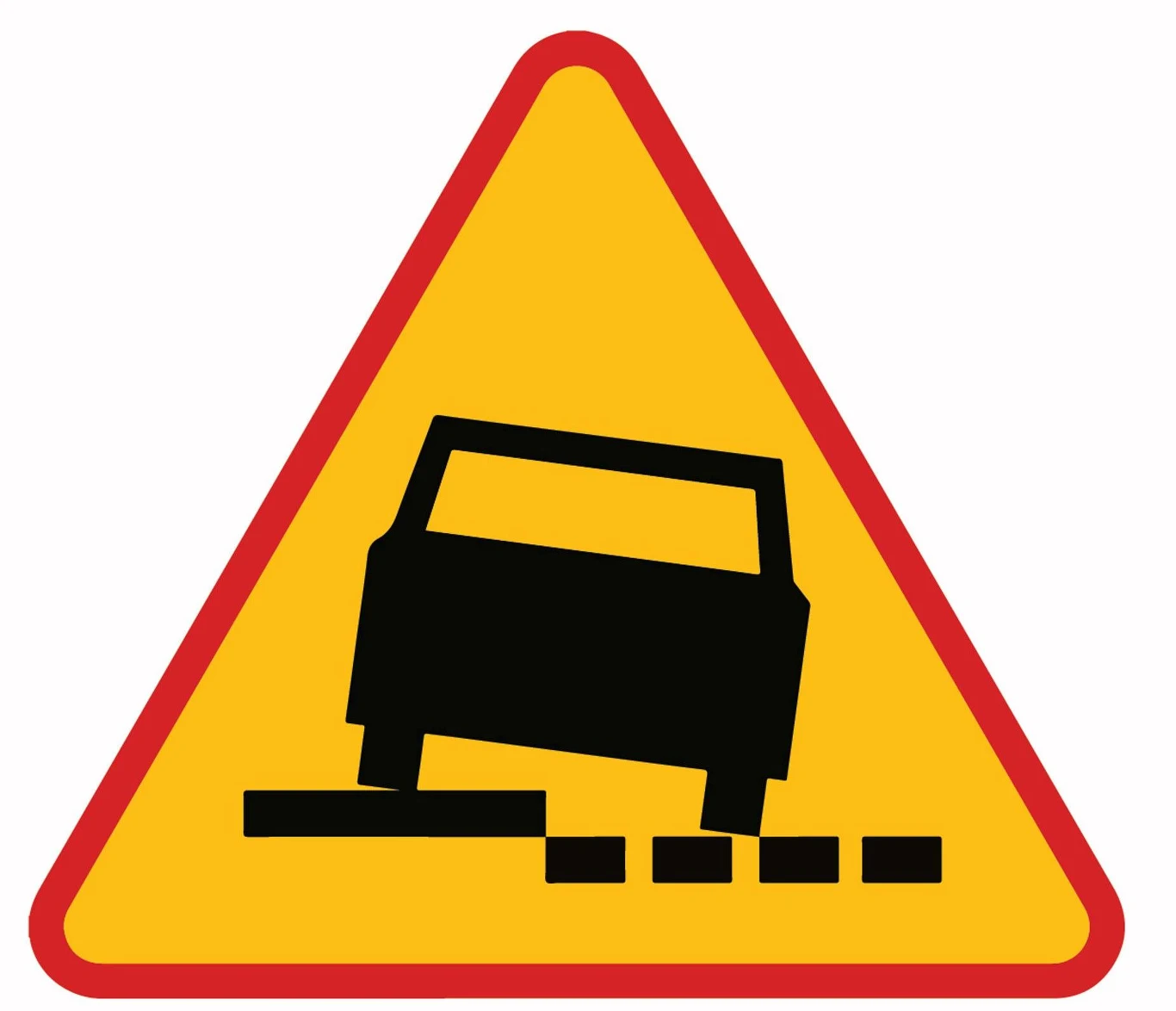 Znak ostrzegawczy A-31. Niebezpieczne pobocze. 