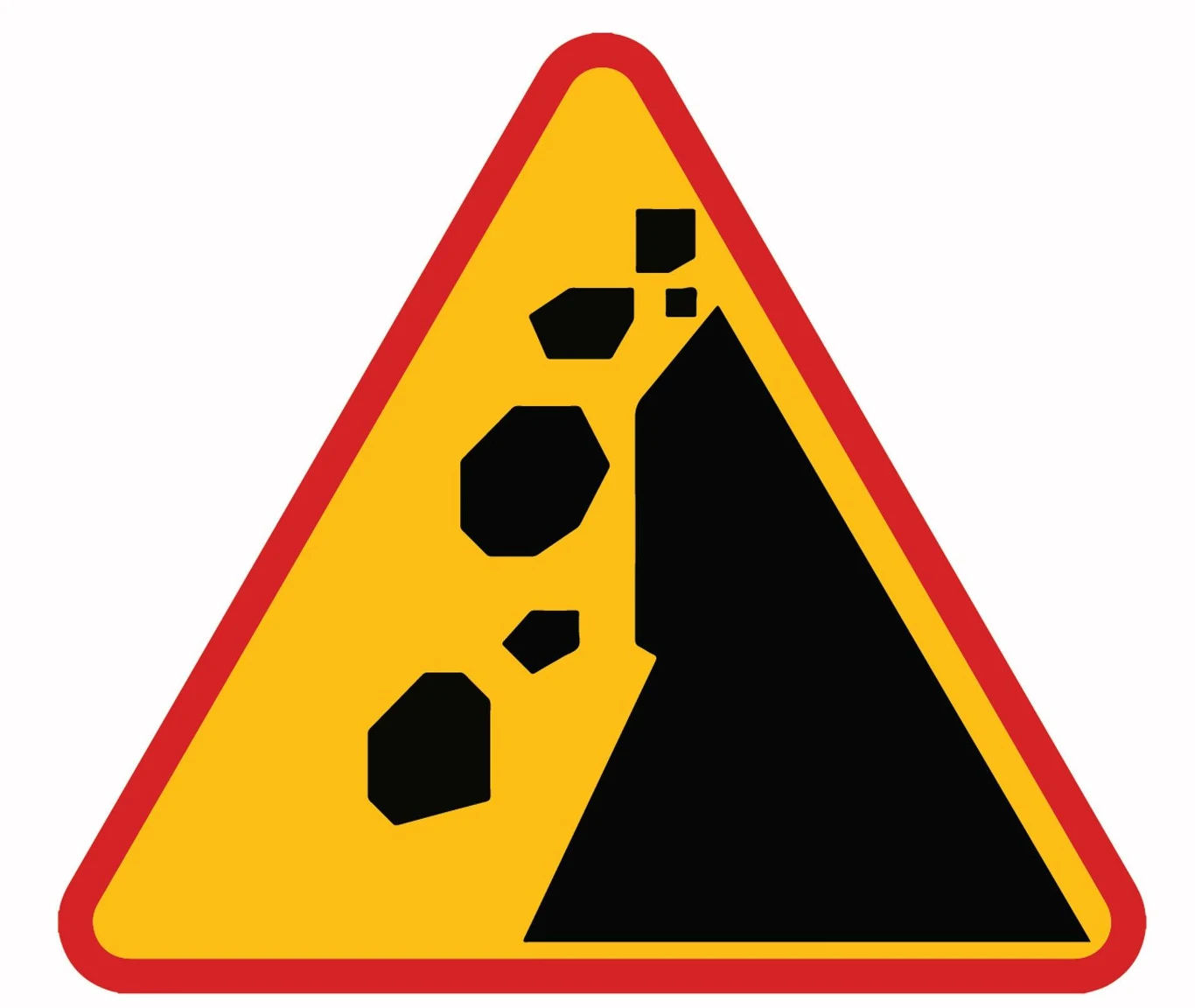 Znak ostrzegawczy A-25. Spadające odłamki skalne. 