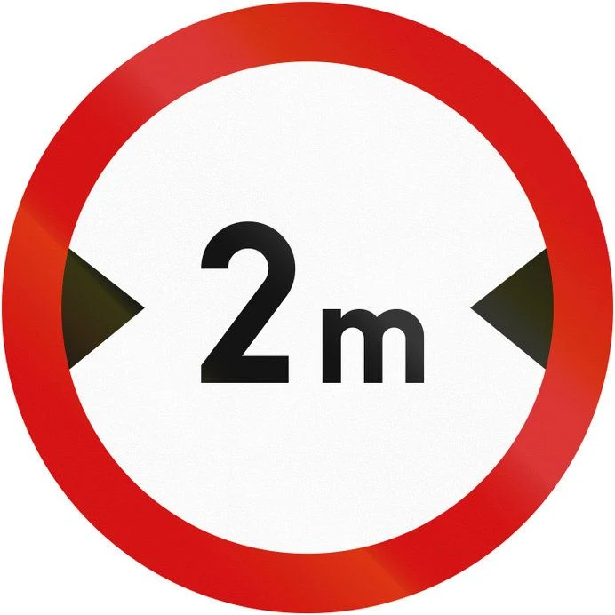 Znak zakazu B-15. Zakaz wjazdu pojazdów o szerokości ponad ... m.