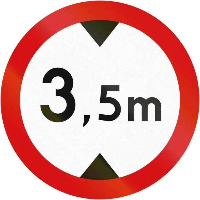 Znak zakazu B-16. Zakaz wjazdu pojazdów o wysokości ponad ...m.