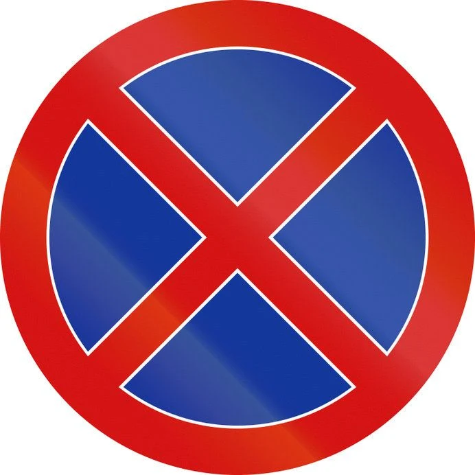 Znak zakazu B-36. Zakaz zatrzymywania się.