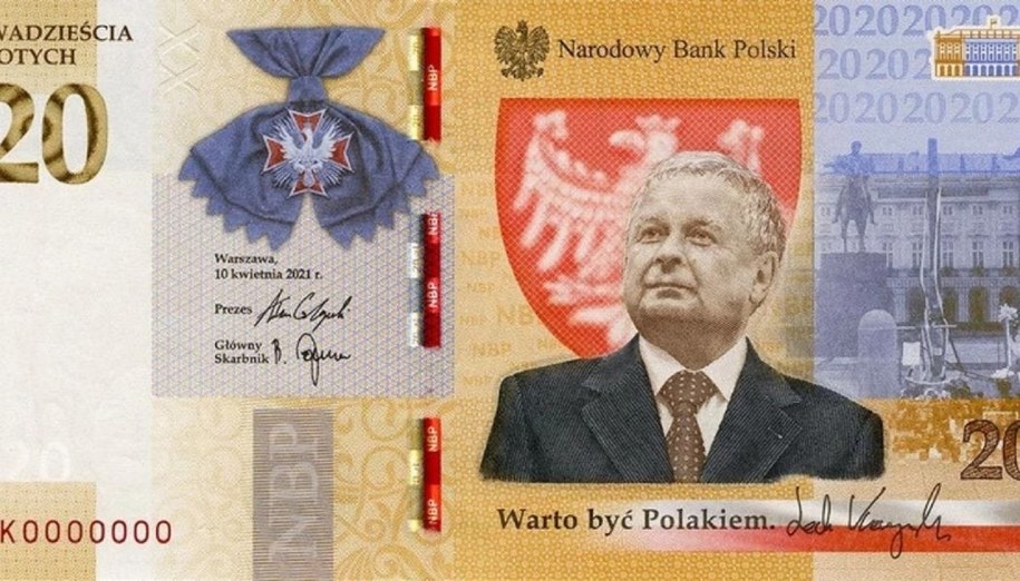 Banknot z Lechem Kaczyńskim. Lech Kaczyński na banknocie.