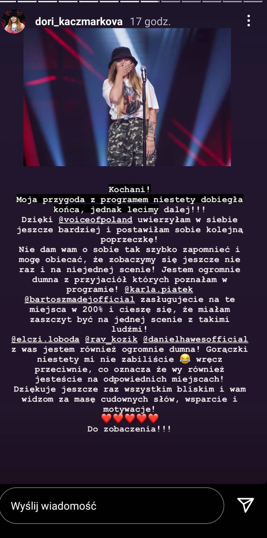 Dorota Kaczmarek o "The Voice of Poland" na Instagramie Dorota Kaczmarek o "The Voice of Poland" na Instagramie
