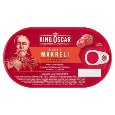 King Oscar Filety z makreli w sosie pomidorowym z papryką 160 g - 1