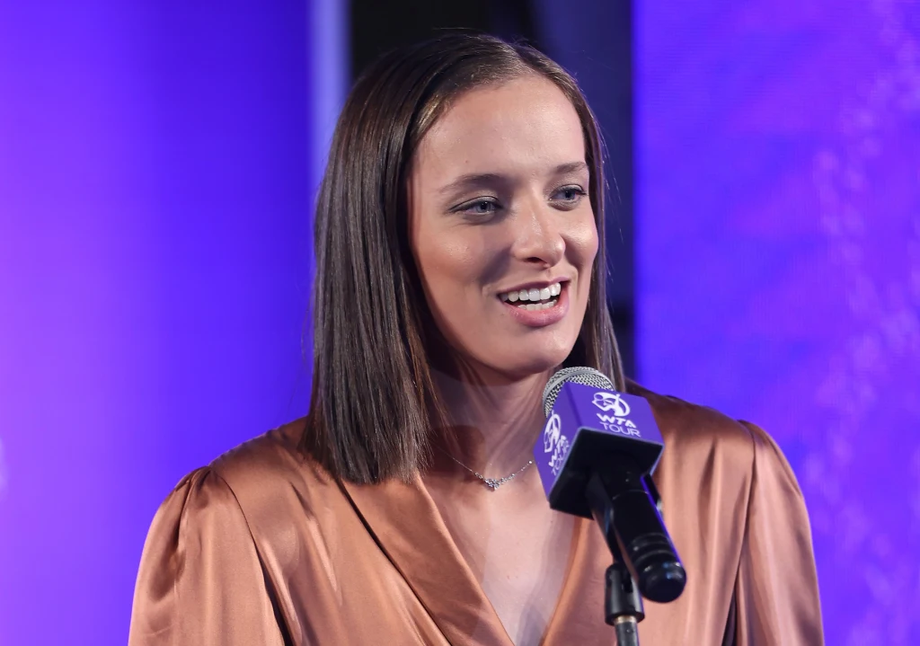 Iga Świątek podczas ceremonii losowania WTA Finals Iga Świątek podczas ceremonii losowania WTA Finals