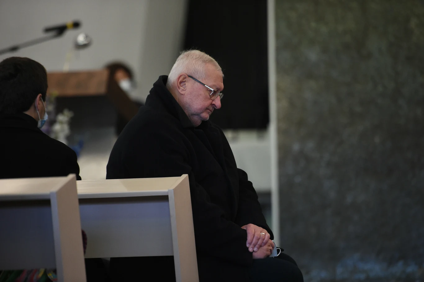 Janusz Zaorski na pogrzebie zmarłego brata