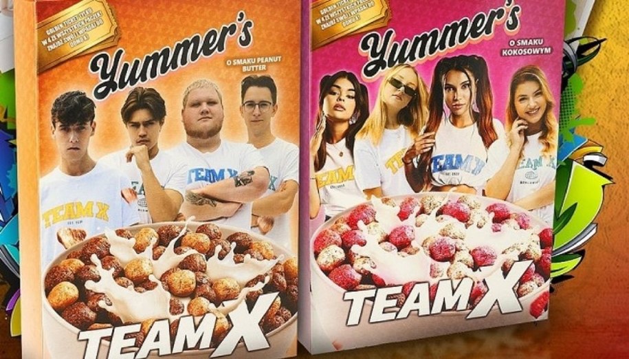 Płatki śniadaniowe Teamu X o nazwie Yummer's. Płatki śniadaniowe Team X.