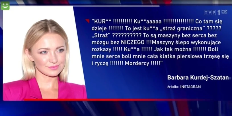 Wpis Barbary Kurdej-Szatan w "Wiadomościach" Wpis Barbary Kurdej-Szatan w "Wiadomościach"