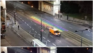 Malunek tęczy pojawił się na trasie Marszu Niepodległości