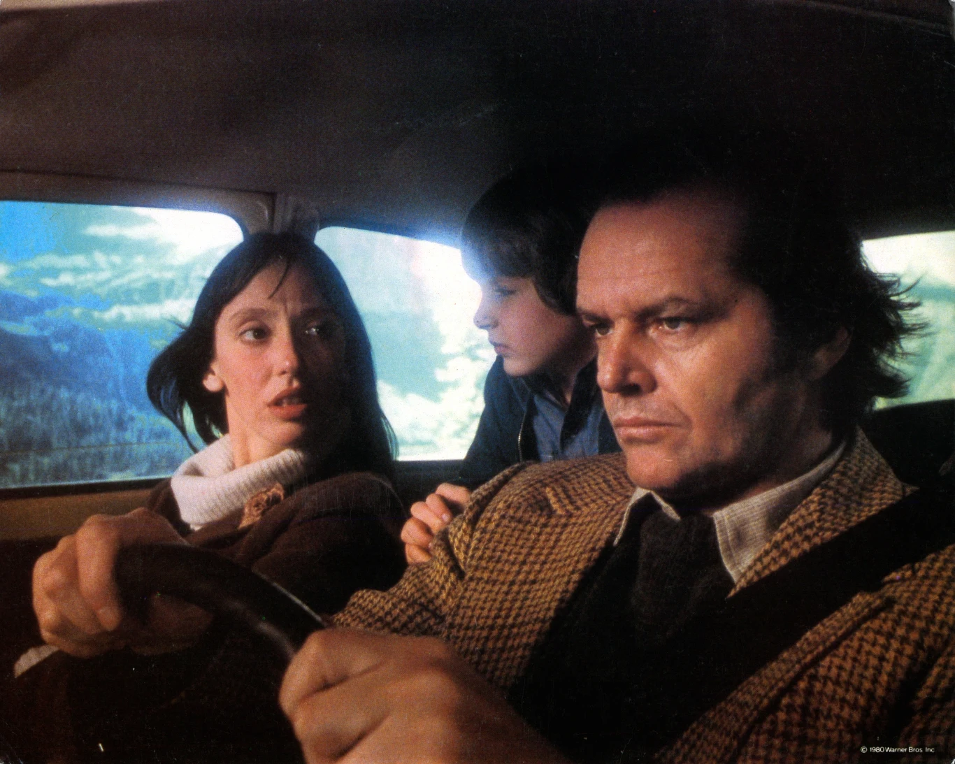 Shelley Duvall, Danny Lloyd i Jack Nicholson w filmie "Lśnienie" (1980)