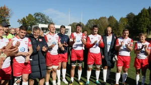 Reprezentacja Polski w rugby po zwycięskim meczu z Ukrainą we Lwowie / fot. Ewgeni Kraws