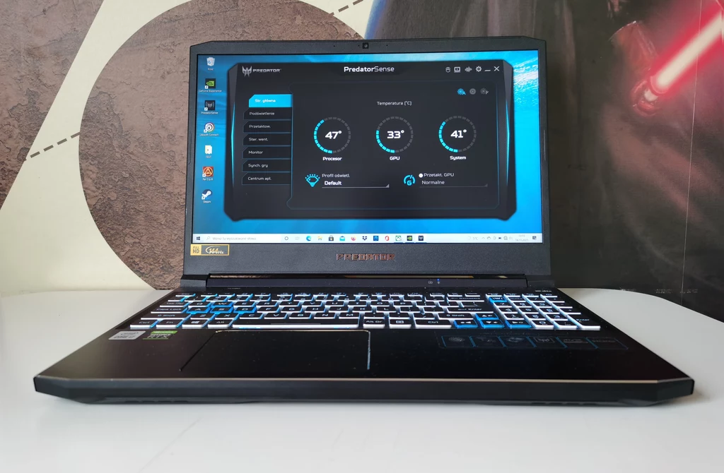 Laptop dla gracza ​Acer Predator Helios 300  i platforma do zarządzenia mocą komputera Predator Sense 