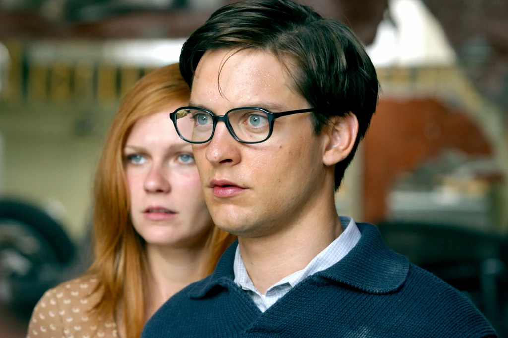 Kirsten Dunst i Tobey Maguire na planie filmu "Spiderman"