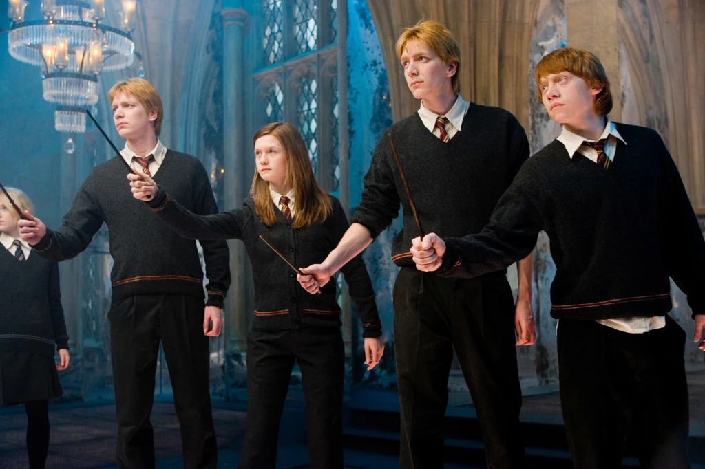 Na zdjęciu rodzeństwo filmowej rodziny Weasleyów 