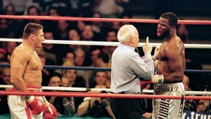 Kadr z walki Andrzeja Gołoty z Michaelem Grantem