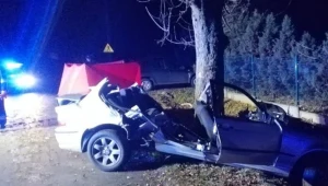 Miejsce wypadku z udziałem 24-letniego kierowcy