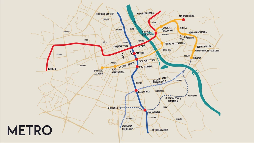 Tak docelowo może wyglądać schemat linii metra w Warszawie. To plan z marca 2021 r. Tak docelowo może wyglądać schemat linii metra w Warszawie. To plan z marca 2021 r.