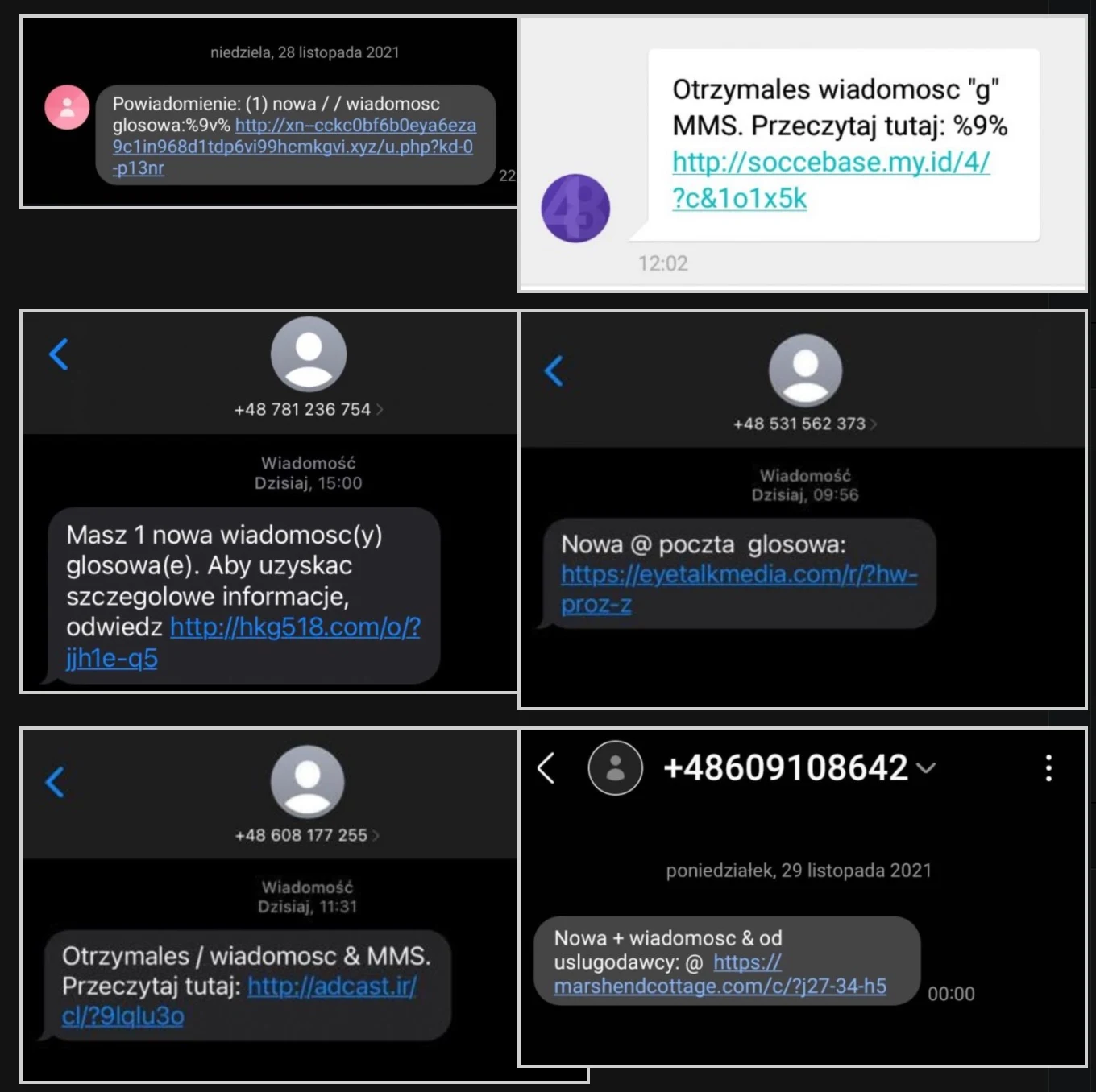 Przykłady złośliwych wiadomości / Niebezpiecznik.pl 