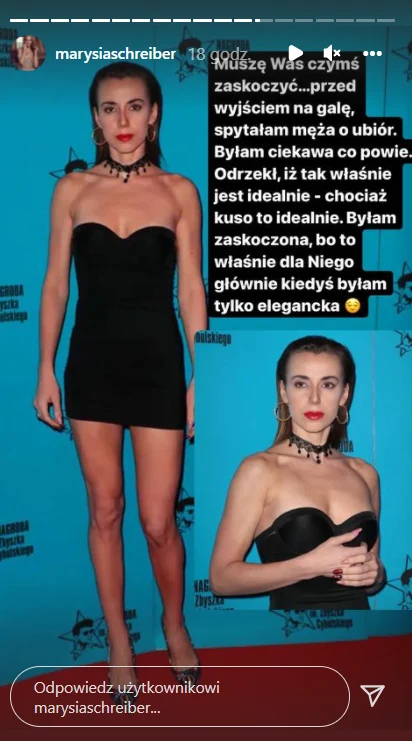Marianna Schreiber relacjonuje swój strój na IG @marysiaschreiber