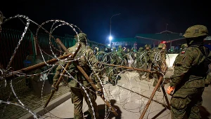Wojska Obrony Terytorialnej zabezpieczające przejście graniczne w Kuźnicy