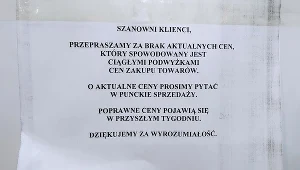 Informacja wywieszona w jednym z warszawskich sklepów