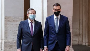 Premier Włoch Mario Draghi i Polski Mateusz Morawiecki  fot. ROBERTO MONALDO 