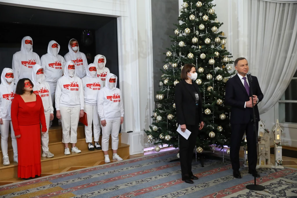 Andrzej Duda podczas spotkania z Swiatłaną Cichanouską w Belwederze Andrzej Duda podczas spotkania z Swiatłaną Cichanouską w Belwederze