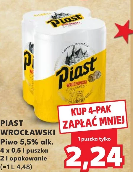 Piast Wrocławski Piwo jasne 4 x 500 ml