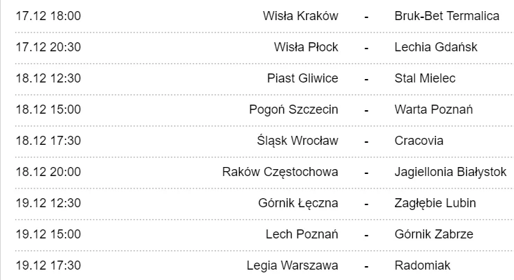 Terminarz 19. kolejki PKO Ekstraklasy. Kiedy mecze następnej kolejki? Terminarz 19. kolejki PKO Ekstraklasy. Kiedy mecze następnej kolejki?