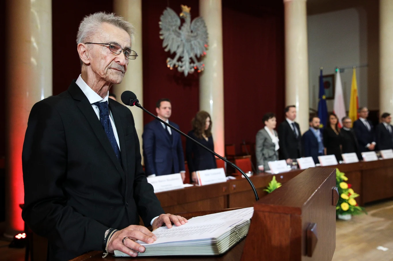 Tadeusz Ross w 2018 roku podczas zaprzysiezenia Rafała Trzaskowskiego na Prezydenta Warszawy