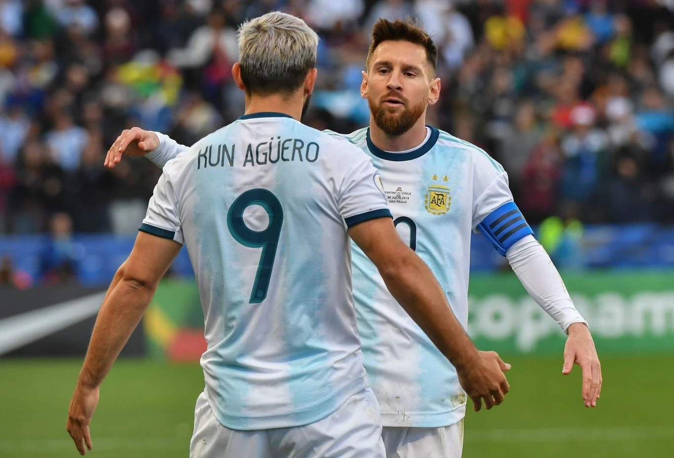 Sergio Aguero i Leo Messi w barwach reprezentacji Argentyny Sergio Aguero i Leo Messi w barwach reprezentacji Argentyny