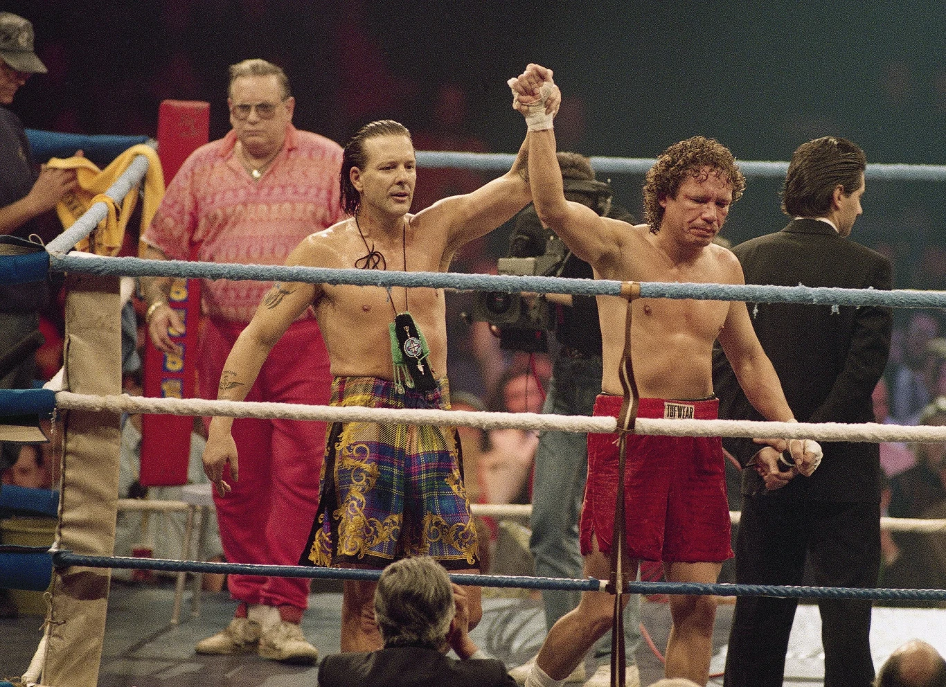 Mickey Rourke i kanadyjski bokser Terry Jessmer w 1992 roku.