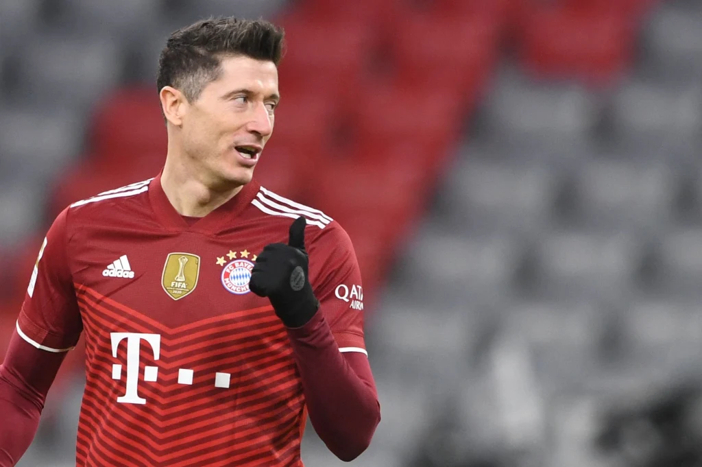Robert Lewandowski podczas meczu Bayern - Wolfsburg