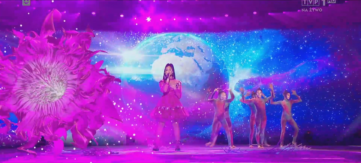 Screen z występu na żywo z "Eurowizji Junior 2021" https://vod.tvp.pl/video/eurowizja,eurowizja-2021-paryz,57483230 Screen z występu na żywo z "Eurowizji Junior 2021" https://vod.tvp.pl/video/eurowizja,eurowizja-2021-paryz,57483230