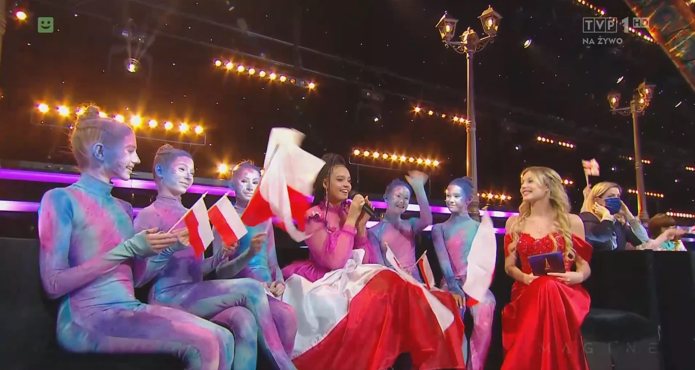 Screen z występu na żywo z "Eurowizji Junior 2021" https://vod.tvp.pl/video/eurowizja,eurowizja-2021-paryz,57483230 Screen z występu na żywo z "Eurowizji Junior 2021" https://vod.tvp.pl/video/eurowizja,eurowizja-2021-paryz,57483230