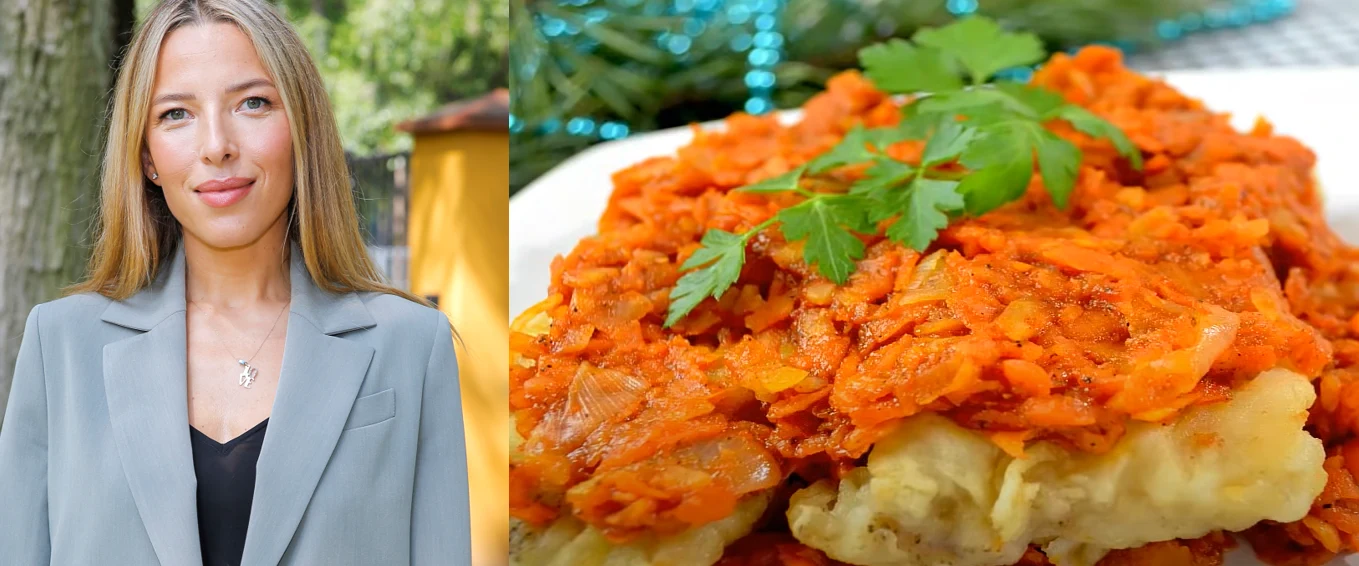 Ewa Chodakowska i ryba po grecku z kanału na YT @SmakowiteDania